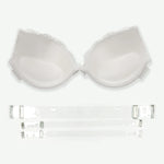 BEAUWEAR Floral Lace Bra for Woman Padded Bra Push Up Strapless Bras with Transparent Straps 34B 34C 36B 36C 38B 38C-3094