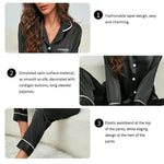 Spring Autumn Silk Pajamas Set for Women Casual Soft Nightwear Tops and Pants Solid Buttons Cardigan Sleepwear Homewear