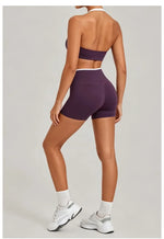 Women's Seamless Yoga Sets Sports Gym Fitness High-Waist Hip Lifting Shorts Suits Training Running Workout Beautiful Back Sets