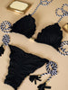 2026 New Solid Color Swimsuit Split 2-piece Bikini Set Beach Woven Rope Hanging Neck Swimsuit