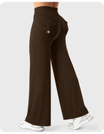 High Waist Pocket Yoga Pants for Women - Stretch Breathable Gym Workout Leisure Tummy Control Tights with Pockets
