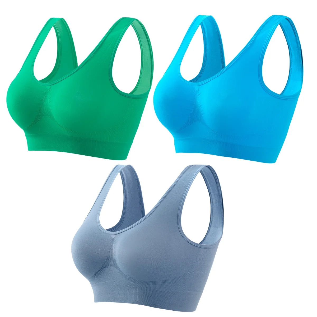 3PCS/Set Seamless Bras For Women Unwired Brassiere No Pads Crop Top Soft Sports Tank Bras Solid Color Female Sexy Lingerie Vest