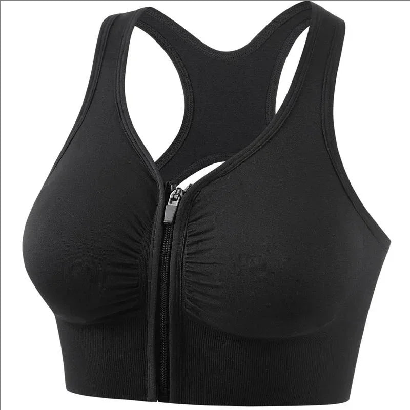 Women Front Zipper Sports Bra Fitness Vest Fashion Wire Free Yoga Gym Top Comfort Workout Sports Underwear