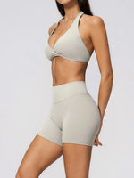 Summer Yoga Sets Women Front Cross Sports Bra Exercise Suits Outwear Lifting Buttocks Abdominal Compression Shorts Fitness Set
