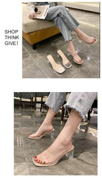 Summer Women Pumps Sandals PVC Jelly Slippers Open Toe High Heels Women Transparent Perspex Slippers Shoes Heel Clear Sandals