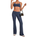 Women's Yoga Sets Sports Fitness Sling Cross Beauty Back Bra Training High Waist Hips-Lifting Flare-Pants Suits Gym Workout Sets