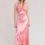 Sexy Elegant Party Long Dress Fashion Summer Solid Color V-Neck Halter Neck 2025 Backless Vestidos Sleeveless Beach Maxi Dresses