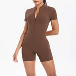 Women's Seamless Yoga Jumpsuits Sports Fitness Zipper Open Beauty Back Hip-lifting One-Piece Running Training Workout Bodysuits