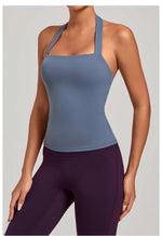 Sports Yeautifulback Breathoga Vest Neck Hanging Detachable Chest Pad Women Bra High Elasticity Slim Bable Running Sports Vest