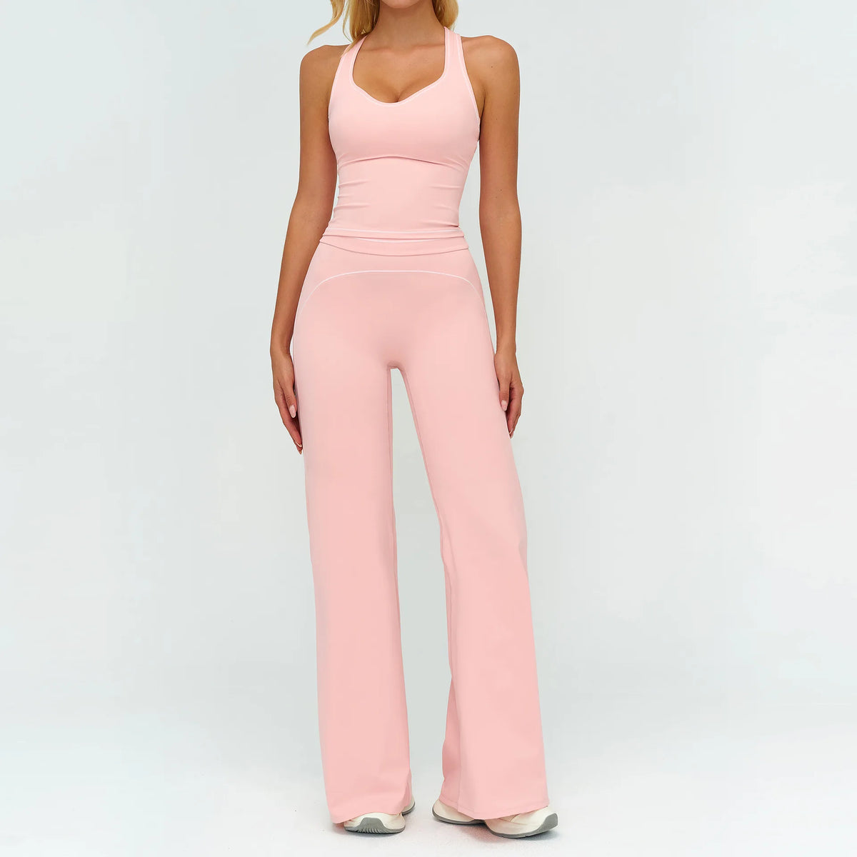 2PCS Yoga Set Gym Clothes Outdoor Sports Outfits Women Tracksuit Gym Fitness Suits Workout Long Sleeved Flared Pants Sportswear
