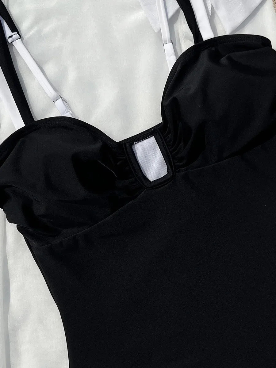 2025 Splicing U Neck High Leg Cut One Piece Swimsuit Women Swimwear Female Monokini Bather Bathing Suit Swim Beachwear Bodysuit