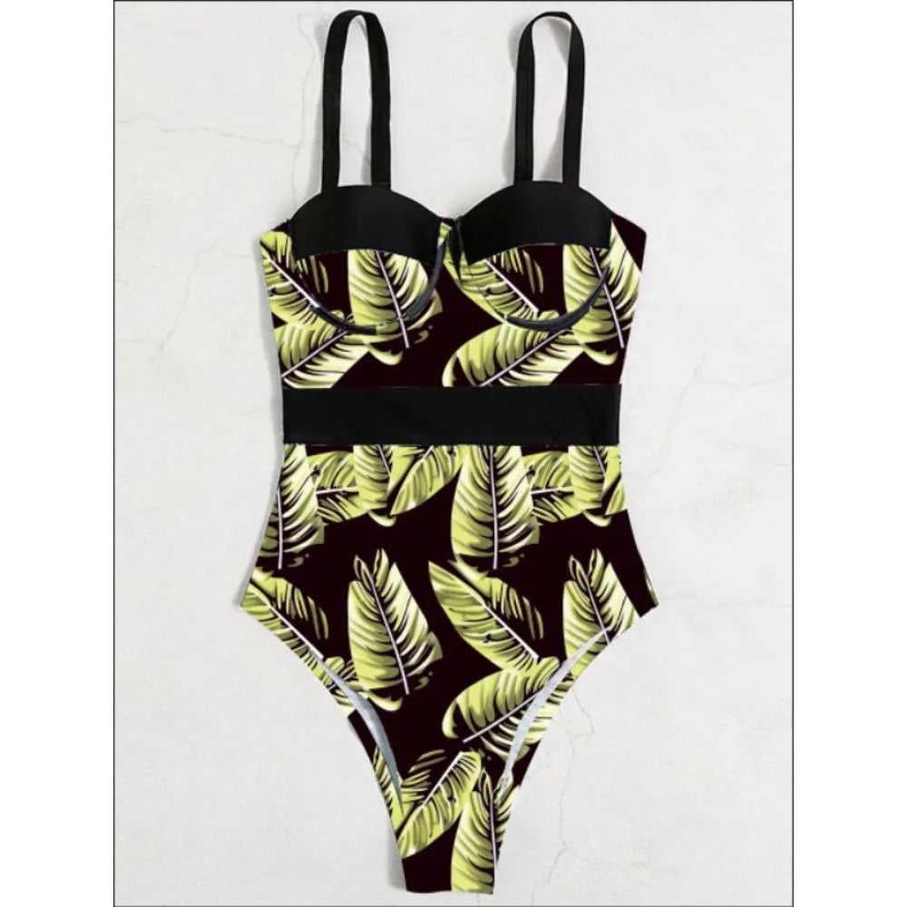 Print Push Up Swimsuit One Piece Swimwear Women High Waisted Swimming Suit Brazilian Monokini Bodysuit Beach Wear Bathing Suit
