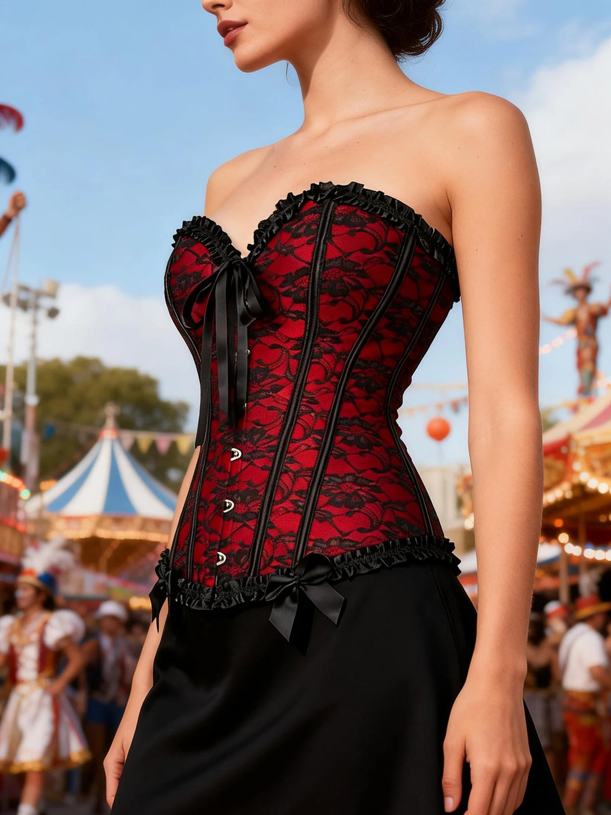 Retro-Style Backless Corset Top with Waist Tie Detail Court-Style Fitted Bodice Fashionable Top for Women