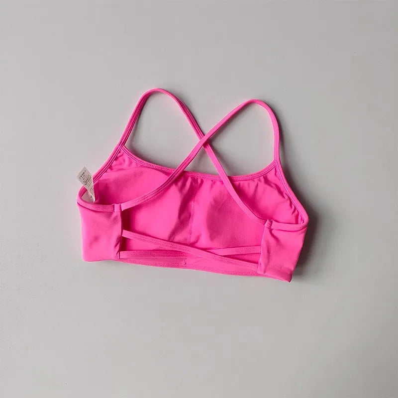 Women's Sexy Cross Backless Yoga Sports Bra Quick Drying Skin Friendly Nude Fitness Bra for Active Wear