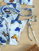 White Butterfly Print Swimwear Cover Up Bikinis Sets 3 Pieces Sexy Swimsuit Women 2026 Beach Wear Halter String Triangle Bikini