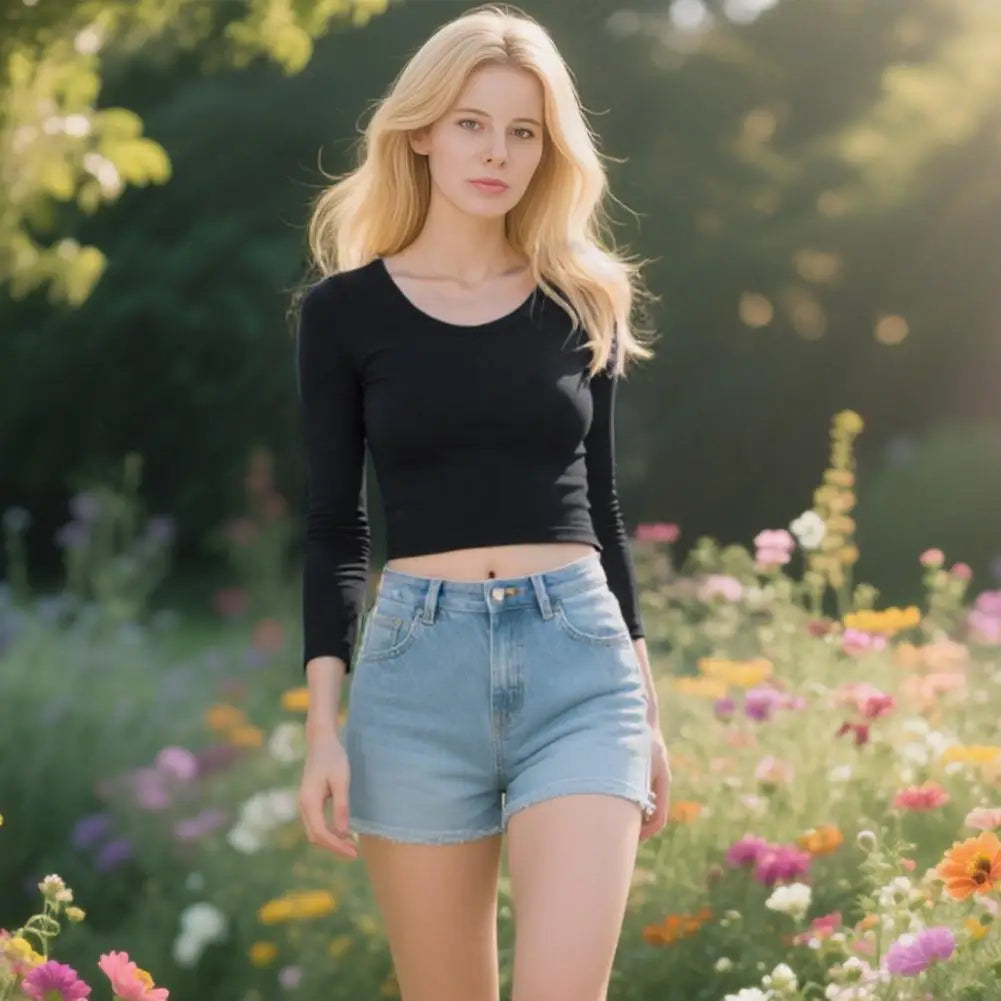 Women Long Sleeve T-shirt Crew Neck Tee Breathable Skin-friendly Basic Tee Autumn Winter Inner Wear Top