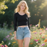 Women Long Sleeve T-shirt Crew Neck Tee Breathable Skin-friendly Basic Tee Autumn Winter Inner Wear Top