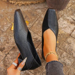 New Women's Shoes Fashion Square Toe Shallow Mouth Splice Slip-on Square Heel Single Shoes