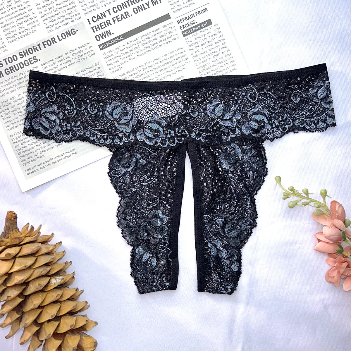 Lace Romantic Floral Thong Soft Women's Underwear G-string Comfortable Female Lingerie