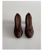 Spring Autumn Platform Mary Jane Shoes Women Thick High Heels Shoes Vintage Slip on Butterfly-knot Pumps 2026 New