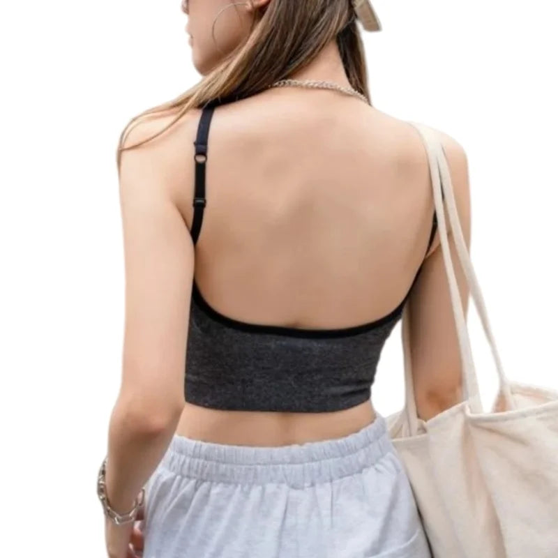 Women Bra Tank Crop Top Seamless Underwear Female Crop Tops U-shaped Back Sports Intimates Sexy Lingerie Padded Camisole Femme