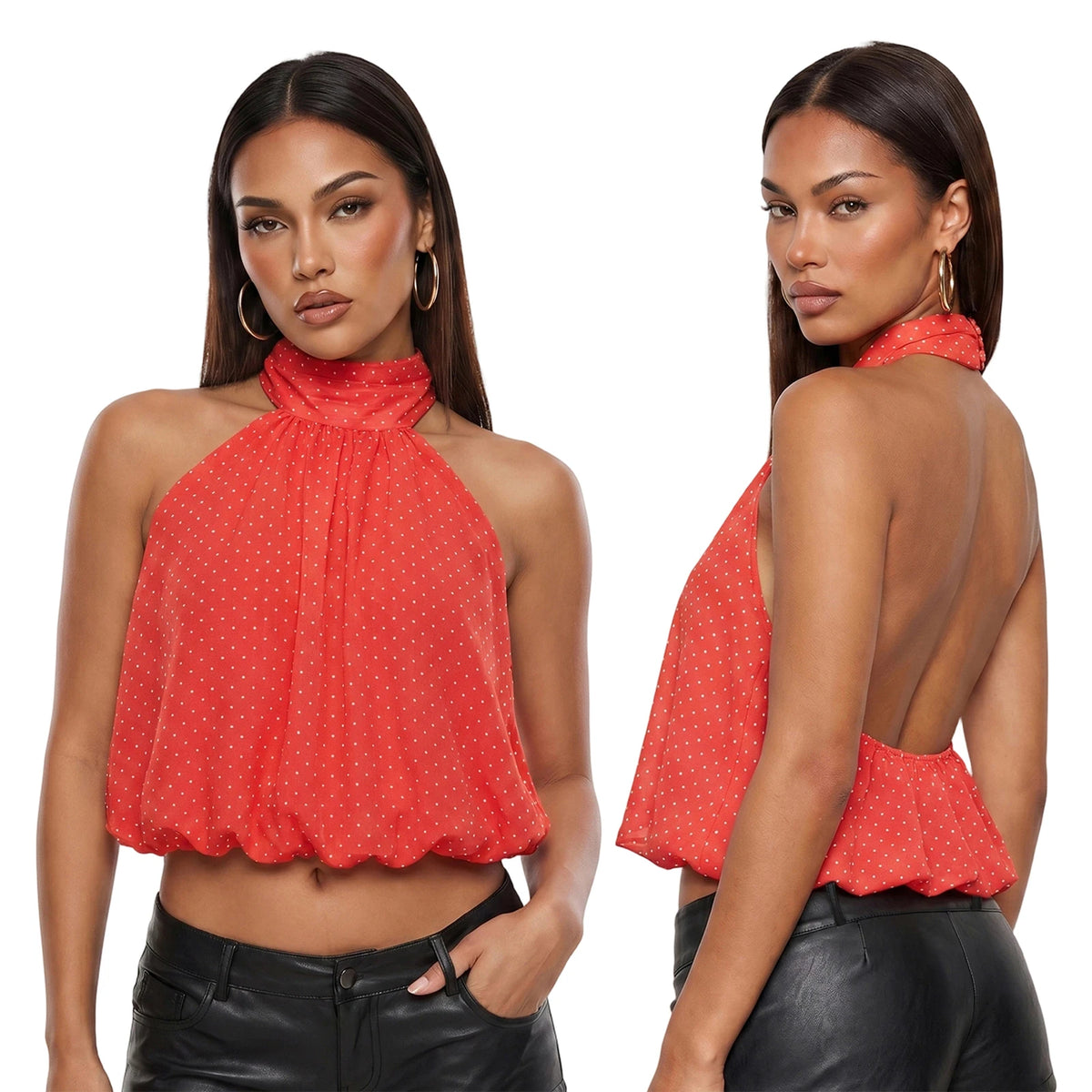2026 Summer Women Elegant Halter Tops Backless Sleeveless Bubble Hem Vest for Club Party Casual Loose Tank Tops