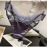 Women's Briefs Satin Lace Sexy Women's Underwear Low Waist Transparent Hollow Out Panties Breathable Soft Seamless Lingerie