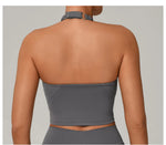 Women Fitness Sports Bra Halter Top High Support Push-up Open Back Gym Bra Shockproof Running Fitness Yoga Workout Underwear