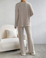 New autumn and winter women's sleepwear fashionable home wear casual straight leg pants loose V-neck knitted sweater best-seller