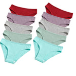 10Pcs/Set Women Cotton Briefs Breathable Panties Low Waist Briefs Sports Solid Soft Skin-Friendly Underwear Daily Wear S-XXL