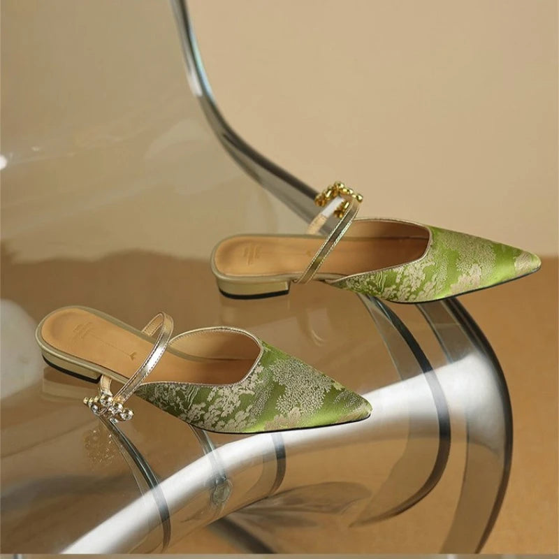 New Chinese Style Summer Cool Slippers Women Wear Fashion Bag Head Flat Shoes Versatile Women Shoes for Women