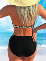 Sexy Black Striped Patchwork Bikini Set Women V Neck Cross Push Up Bra High Waist Swimsuit Bathing Suit Holiday Swimwear 2026
