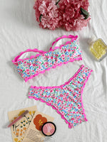 Sexy Bandeau Bikini 2026 Women Red Leopard Print Front Bow Push Up Bra High Waist Swimsuit Beach Bathing Suit Vacation Swimwear