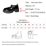 Patent Leather Thick Sole Mary Jane Shoes Women 2025 Ankle Buckle Platform Pumps Woman Round Toe High Heel Lolita Shoes Female