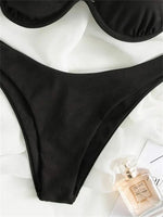 Sexy One Shoulder Bikini Set 2025 Women Red Black Push Up Underwire Micro Swimsuit Brazilian Cut Out Bathing Suit Thong Swimwear
