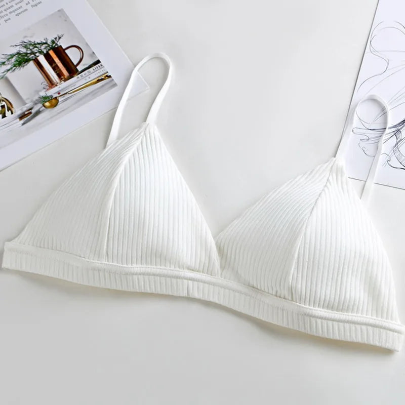 2Pcs/Set Cotton Bras For Women Push-Up Brassiere Sexy Lingerie Female Wire Free Seamless Underwear 1/3 Cup Padded Bralette