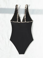 Sexy Black One Piece Swimsuit 2026 Women Mesh Patchwork Transparent Tummy Control Swimwear Bathing Suit See Through Monokini