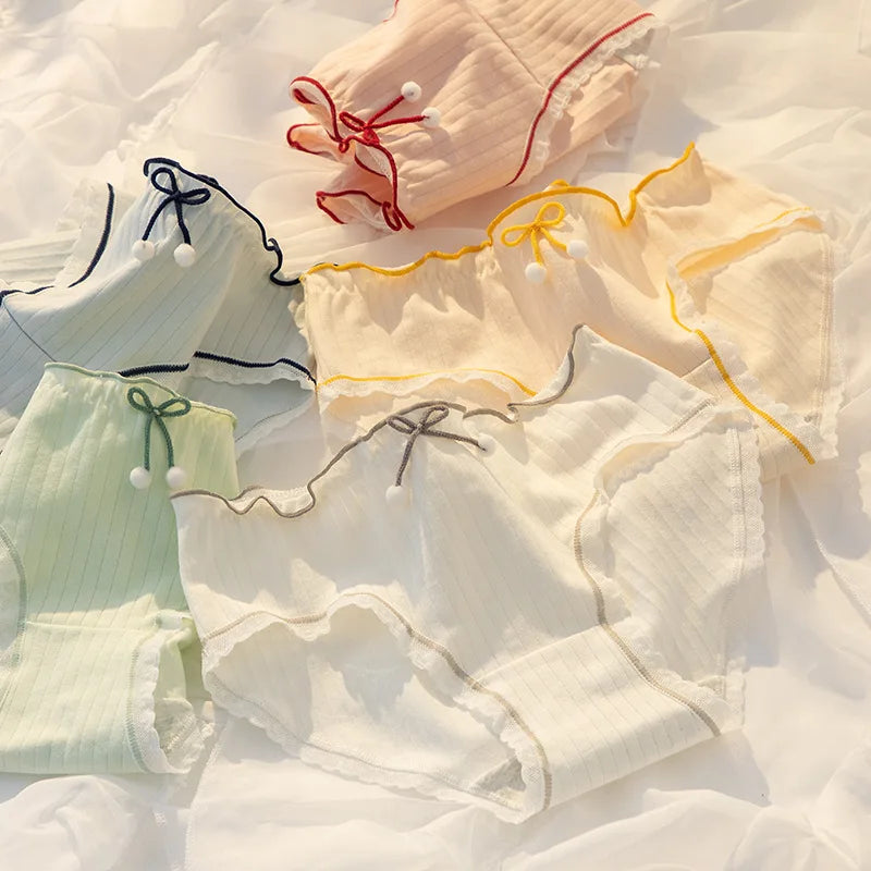 Cotton Panties Underwear Lovely Comfort Briefs Panty Female Low Rise Solid Color Student Briefs