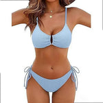 2026 Multicolor Textured Adjustable Tie Side Push Up Sexy Bikini Padded Swimwear For Women Beach Bathing Suit