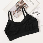 Women Soft Ribbed Bra Knit Wireless Bralette No Pad Camisole Non-Adjustable Thin Strap Lingerie Everyday Lounge Intimates M-L