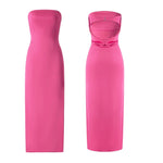 Women Evening Party Long Dress Backless Cut Out Strapless Straight Dress Summer Sexy Elegant Dresses