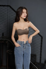 Sexy Japanese Satin Halter Bra Strapless Seamless Two-Way Wear Adjustable Comfort Back Fit Wirefree Lingerie Set S-XL MOYISU Bra