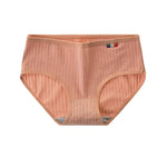 1 Pack Women's Ribbed Cotton Panties Stretchy Mid Rise Underwear Sexy Lingerie Breathable Japanese Style Multicolor Briefs M-XL