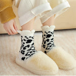 Fashion Coral Fleece Thick Socks Women Foot Cute Leopard Sock Funny Girls Breathable Warm Casual Socks Winter