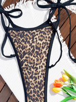 Leopard Print One Piece Swimsuits for Women String Lace-up Triangle Bikini Swimwear 2026 Hollow Out Monokini Bathing Suit Summer