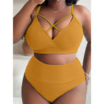 0XL - 4XL Ribbed Bikini Large Size Swimwear Plus Size Women Swimsuit Female Two-pieces Bikini Set Bather Bathing Suit Swim V4982