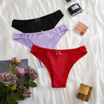 Sexy Fashion Women's Mid-Waist Triangle Panties Bowknot Lingerie Underpants Thin Breathable Briefs Soft Comfortable Underwear