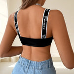 1pc Printed Letter Sexy Women's Bras Shoulder Strap Breathable Camisole Hollow Out Lingerie Padless Bras Athletic Vest Underwear