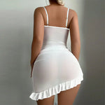 Summer Transparent Underwear Women's Lace Sexy Lingerie Nightdress Delicate Nightgown with Panties Babydolls