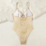 Sexy Gold Shiny Hollow Out Swimsuit Woman One Piece String Lace-up Swimwear 2026 Monokini High Cut Swimming Bathing Suit Wear